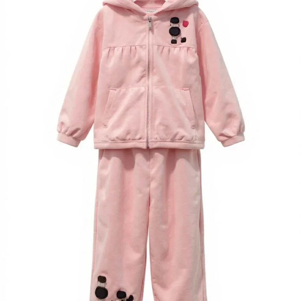 Gymboree NWT Tres Chic Pink Poodle Dog Velour Hoodie Jacket & Pants 18- 24 mos